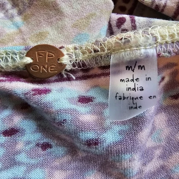Free People Printed Heather Halter Top In Lilac Combo Size M - Picture 15 of 17